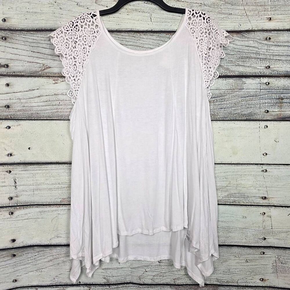 Cato White Lace Shoulder Tunic 18/20W NWT
